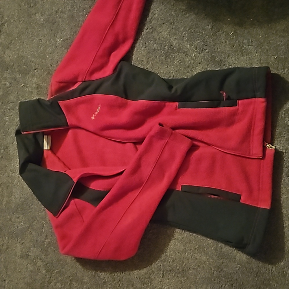 Womens Columbia Small magenta and navy blue fitted fleece jacket